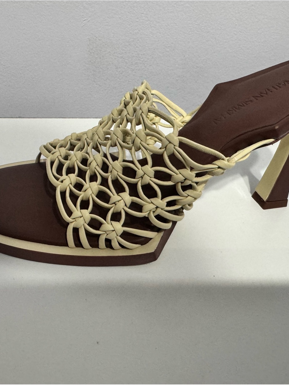 Jonathan Simkhai Theo Lattice Leather Heeled Mules EU 39